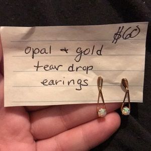 Opal and gold earrings